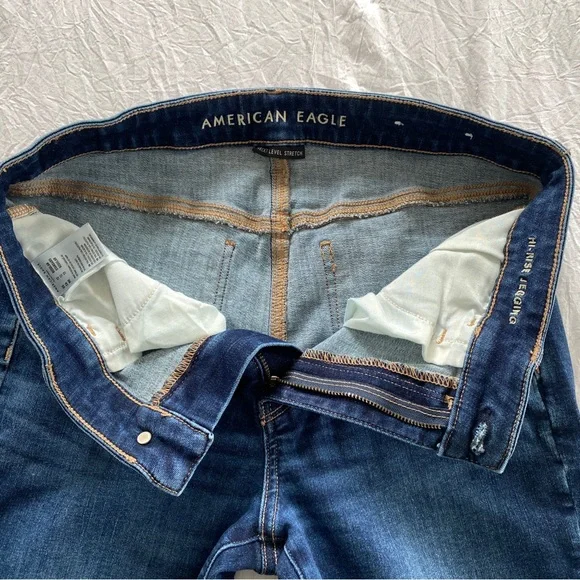 American Eagle next level stretch dark wash denim blue jeans size 12 - Picture 5 of 5